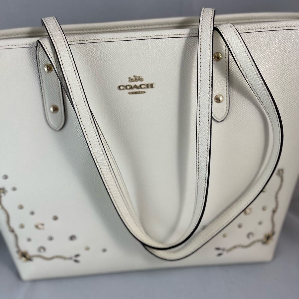 Coach City Zip TopChalk crossgrain Leather Tote
